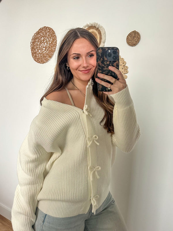 Ivory Bow Cardigan